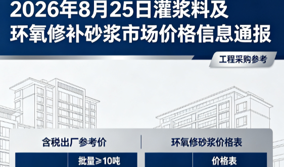 德清2026年8月25日灌浆料及环氧修补砂浆市场价格信息通报